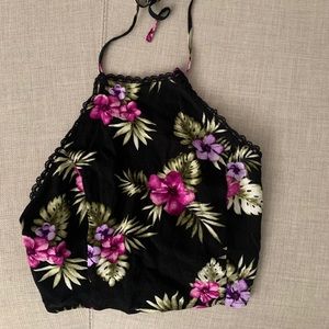 Floral halter top with back detail
